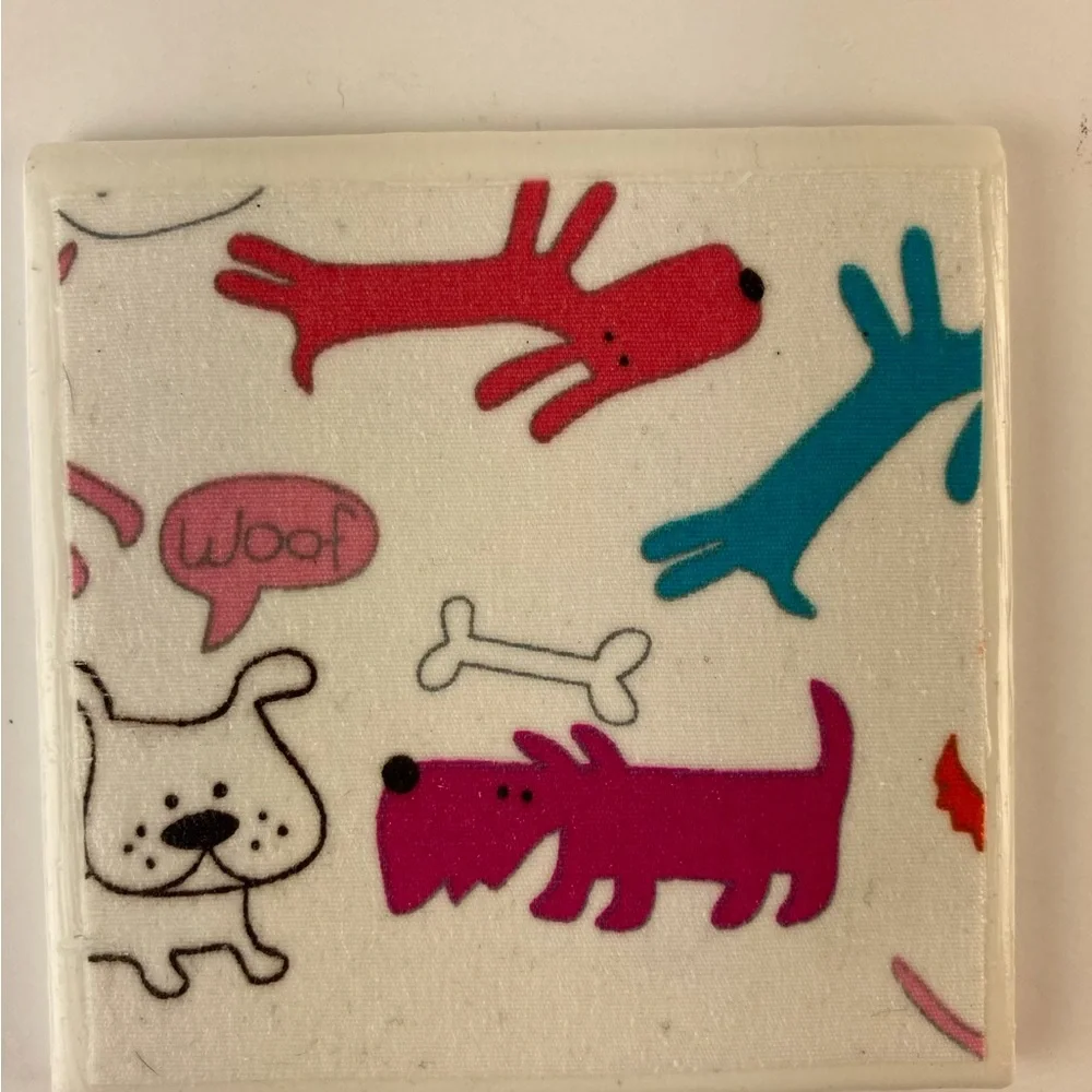 Dog Pattern Ceramic Coaster Set of 6 Dog Ceramic Art Tile Handmade Decoupage